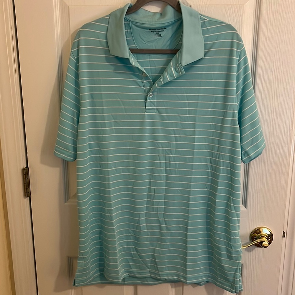 Men's light striped Polo short-sleeve t-shirt. Size L Regular.